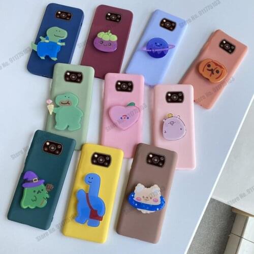 Case For POCO X3 Pro M3 F3 F2 F1 Cute 3D Cartoon Stand Holder Cases For Xiaomi POCO X3 NFC X 3 X3 GT Silicone Soft Back Cover