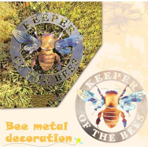 Colorful Color Bee Guardians Wall Courtyard Metal Art Keeper Of The Bees Home Garden Metal Decoration #T3G