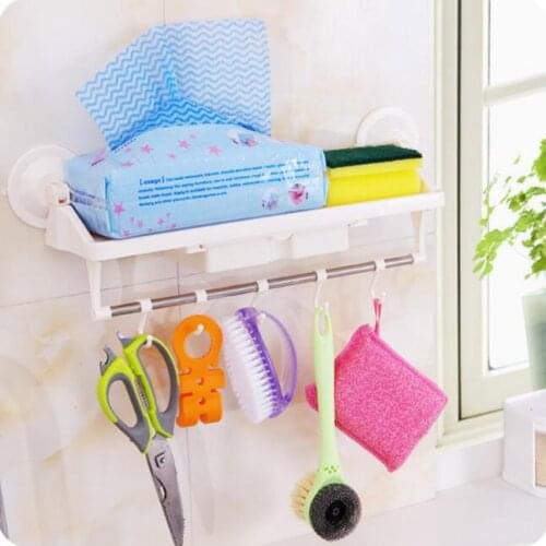Double Suction Cup With Drawer Bathroom Wall Shelf Multi-purpose Storage Rack With Pallet Kitchen Organizer