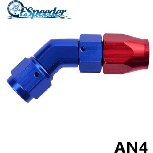 ESPEEDER AN4 Oil Cooler Fittings 45 Degree Aluminum Fitting Elbow Enforced Hose End Oil Fuel Line Adapter Fuel Fittings