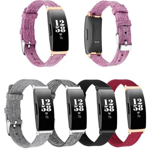 Canvas Wrist Strap Bracelet for Fitbit Inspire / Inspire HR Smart Watch Replacement Nylon Woven Fabric Watchband Straps Bands