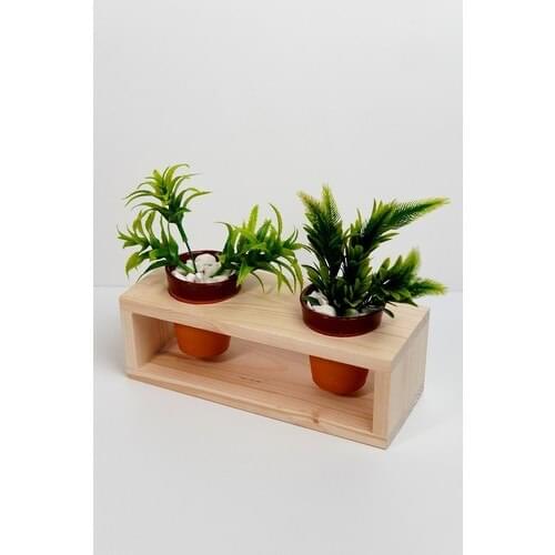 Home Is Us Evbiziz Natural Wood Pine 2'li Decorative Jardiniere, plant stands