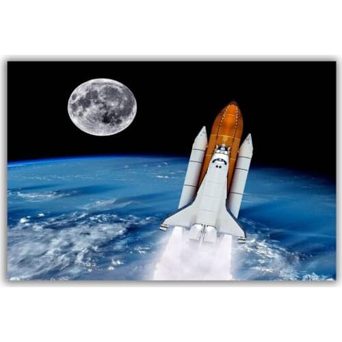 HT051 Spectacular Universe Earth And Moon Space Station Astronaut Silk Fabric Poster Art Decor Indoor Painting Gift