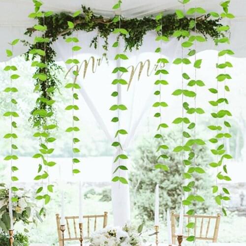 4M PVC Green Leaves Hanging Garland Banner Pendant for Hawaiian Summer Jungle Birthday Party Wedding Home Decoration Baby Shower