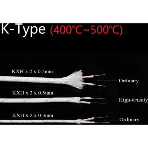 K-Type KX-H 2Cores 3Cores Temperature Measure Wire Fiberglass Braid High Temperature Insulated Compensation Cable Line