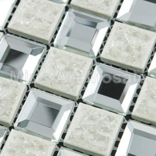 Beveling silver mirror Glass Tiles mixed ceramic mosaic Kitchen Backsplash tiles A4KL488