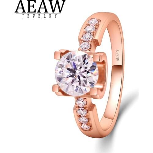 AEAW 14K Rose Gold 5ct 11.0mm Moissanite Sparkling Diamond Delicate Round Ring For Anniversary Engagement