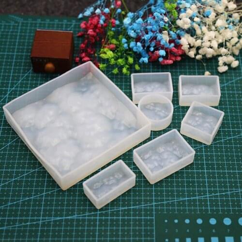 1pcs Crystal Epoxy Marine Watermark Silicone Mold Corrugated Mirror Table For DIY Handmade Decoration Jewelry Making Tools