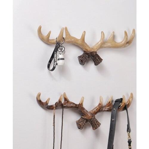 Hook Rack Household Wall-Mounted Antler Hooks Coat Hanger Storage Rack for Towel Bags Clothing