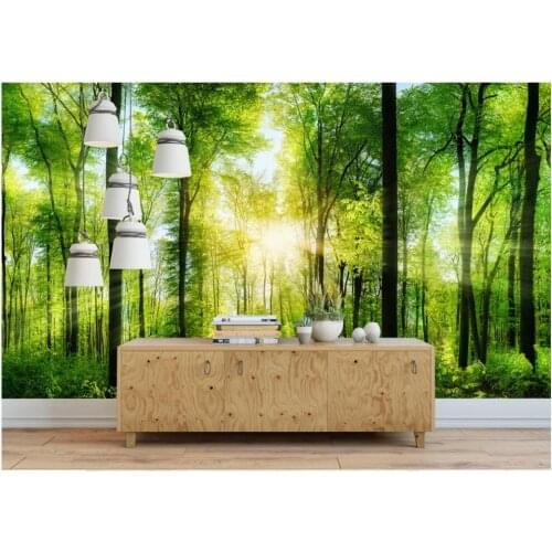 Custom mural on the wall wallpaper 3 d Sunshine green forest atmosphere woods home decor photo Wallpaper in the living room