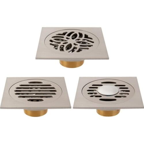2020 New Nickel Brushed Straight Copper Floor Drain Kitchen Bathroom Toilet Sewer Deodorant Floor Drain