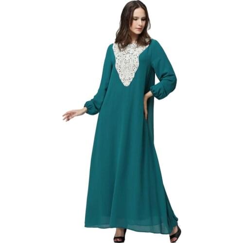 New Kaftan Jilbabs And Islamic Robe Embroidery Dresses For Women Denim Abaya Muslim Abaya For Lady Lace Muslim Clothing