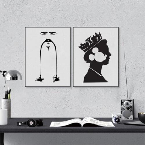 Banksy Portrait Canvas Art Print Wall Pictures , King and Queen Banksy Poster Art Canvas Painting Home Decoration