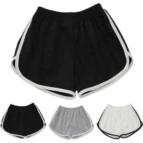 Simple Patchwork Athletic Shorts High Waist Running Shorts Women Elastic Waist Stretchy Yoga Shorts Fitness Shorts for Workout