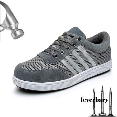 Feverbary Steel Toe work shoes safety boots Anti-smashing Anti-slip Steel Puncture Proof Construction men woman