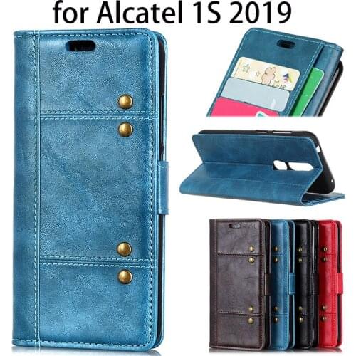 For Alcatel 1X 2019 / 1S 2019 / 3 2019 Luxury phone flip case, pu leather stand cover fundas with card pocket