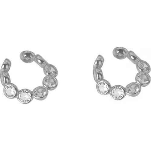 A Girl' Circular Micro Inlaid Zircon Earring Geometry Irregular Shape Ear Cuff Clip on Earring For Women Girl Earring