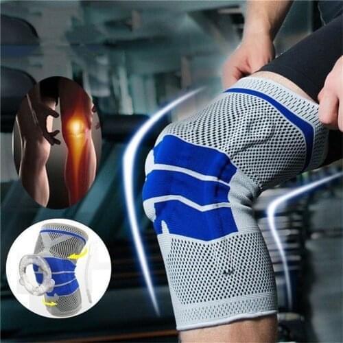 Silicone Spring Full Knee Brace Strap Patella Medial Support Strong Meniscus Compression Protection Sport Pads Running Basket