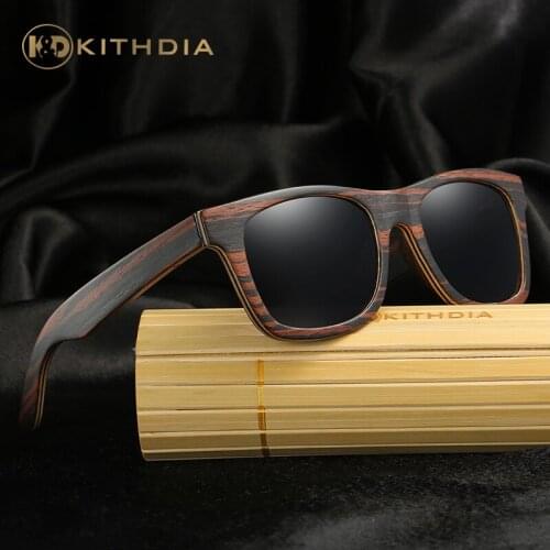 KITHDIA Brand Designer Polarized Wooden Sunglasses for Men Women UV400 Bamboo Sun Glasses Coating Mirror Lens Gafas de sol