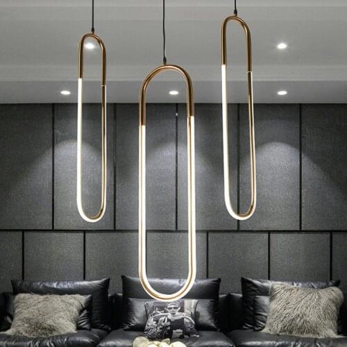 Modern Remote U Style Gold Chandeliers Energy Saving Tube lustre luminaire suspension Light Fixtures For Living Room Hanglamp