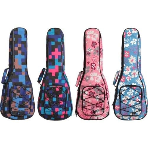 21 23 26 Inch Ukulele Bag Cotton Double Shoulder Straps Case Printed Fabric Hawaiian Guitar Case Ukulele Accessories QB1013