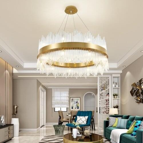 Ring glass rod LED chandeliers Living room dining room bedroom study lamp Business & office Lighting fixtures