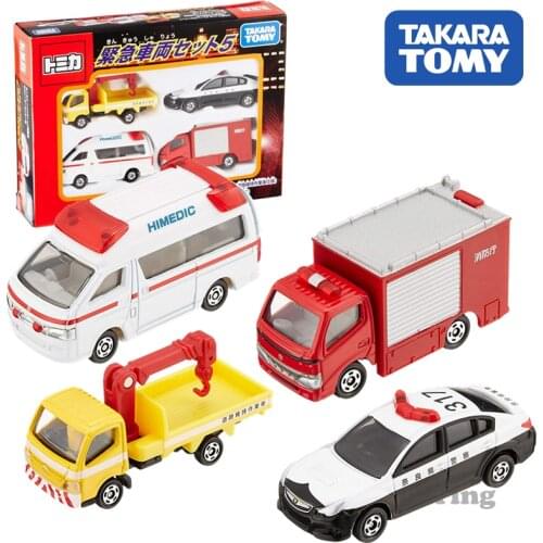 TAKARA Tomy Tomica Emergency Vehicle Set Of 4 Mini Cars Funny Scale Toy Diecast Metal Truck Model