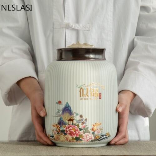 High-end Ceramics Tea Caddy Large Capacity Household Storage Tank Travel Sealed Tea Jar Coffee Powder Candy Spice Canister
