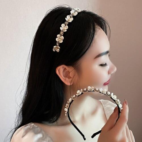 MISANANRYNE Women Fashion Popular Elegant Full Pearls Headbands Lady Sweet Flower Hairband Simple Hair Hoops Hair Accessories