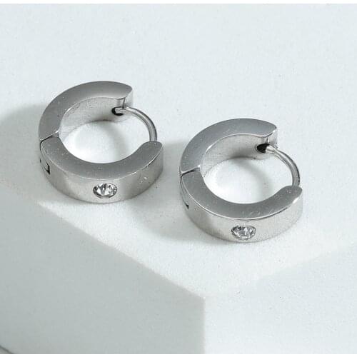 Women Earrings Stainless Earrings Round Stainless Steel Earrings Inlaid with Cubic Zirconia Banquet Dance Party Surprise Gift