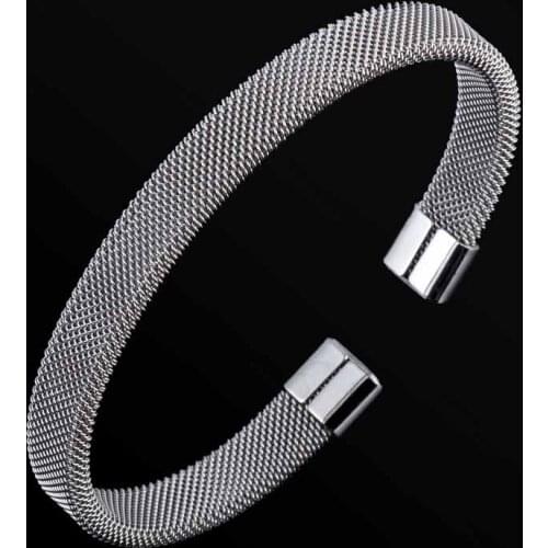 Women Metal Stainless Steel Mesh Bangle, Female Wire Cuff Bangle Bracelet Open Adjustable
