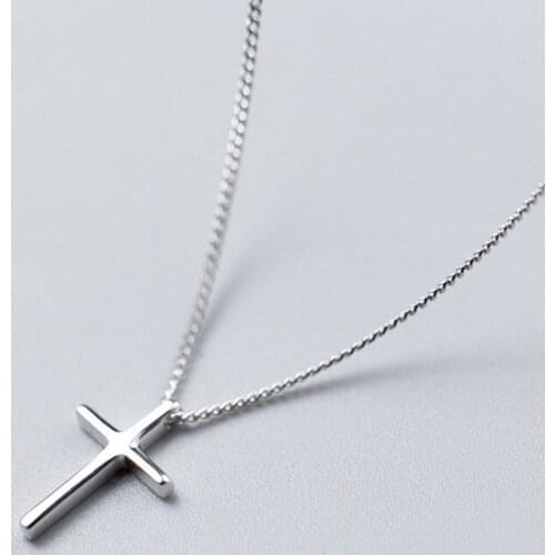Dingxu 925 Sterling Silver Jewelry Classical Cross Charm Pendant Necklace Fashion Boho Jewelry Choker Necklaces for Women