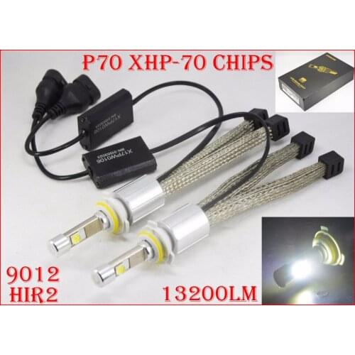 1 Set 9012 HIR2 110W 13200LM P70 LED Headlight XHP-70 4LED Chip Fanless Super Bright Slim Conversion Kit Driving Fog 5000K 6000K
