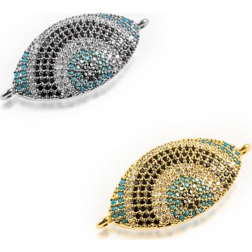 13.6×30.6mm Black Silver Blue Three-color Crystal Unique Fashion Oval Jewelry Connector Personality Charm Unlimited