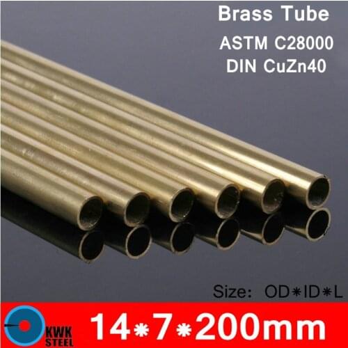 14*7*200mm OD*ID*Length Brass Seamless Pipe Tube of ASTM C28000 CuZn40 CZ109 C2800 H59 Hollow Bar ISO Certified Free Shipping
