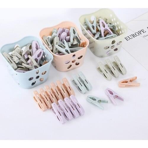 30PCS Plastic small clip clothes drying clip windproof clip underwear socks clothespin + storage basket