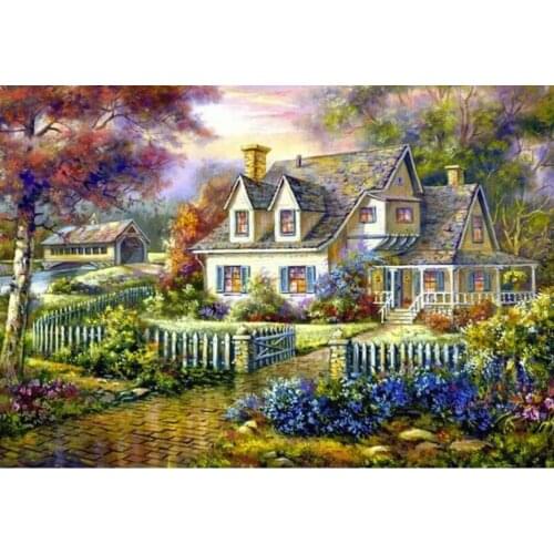 Villa Diamond Painting Full Square /round 5D DIY Diamond Embroidery village Landscape Mosaic Picture Of Rhinestones Decor FG1864