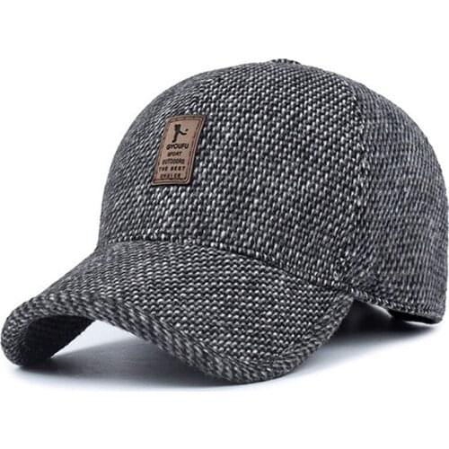 Brand baseball cap winter dad hat warm Thickened cotton snapback caps Ear protection fitted hats for men