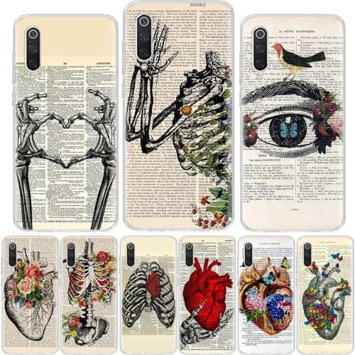 Human anatomy organ newspaper Phone Case For Xiaomi Redmi Note 10 9 9S 9C 9A 8 8T 8A 7 7A 6 6A 5 5A Pro S2 K20 K30 Coque