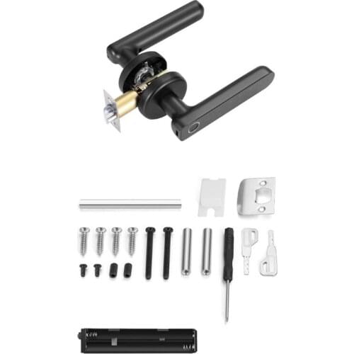 Black Digital Double Row Fingerprint Door Lock Store 50 Fingerprints 1 Pair 2 Pc Touch Screen Smart Keyless Door Lock N7MC