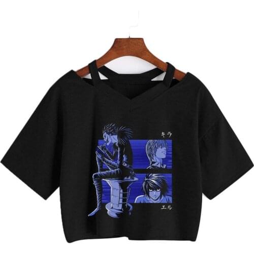 Death Note Shinigami Ryuk T-shirt Women Short Sleeve cropped Tops Japanese Manga Light Yagami pattern Tee Harajuku Streetwear