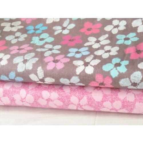 Beautiful 40x50cm Pink & Coffee Colorful Flowers Printed DIY Cotton Fabric Bundles