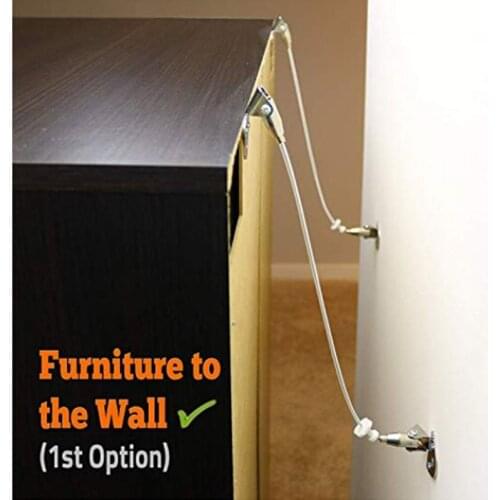 Metal Anti-Tip Furniture Safe Strap Wall Mounted Baby Proofing Secure Kit
