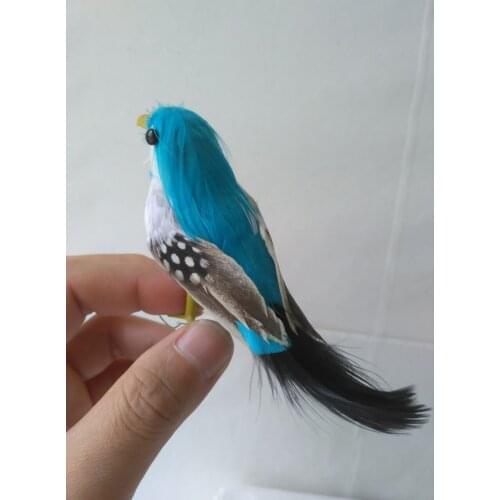 Mini simulation blue bird model plastic & furs small pearl bird gift about 12cm 1345