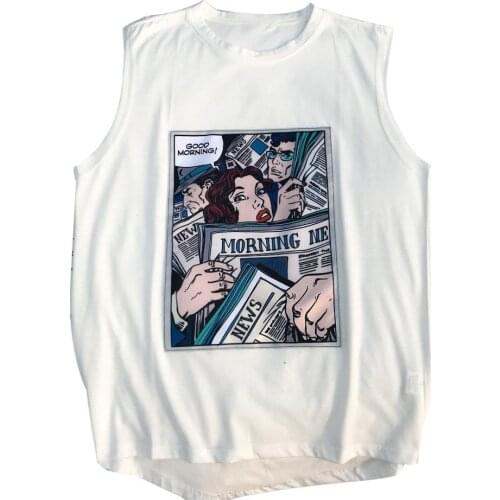 Cartoon Unisex Couple Sleeveless Round Neck Loose T-shirt Casual Vest Tank Top