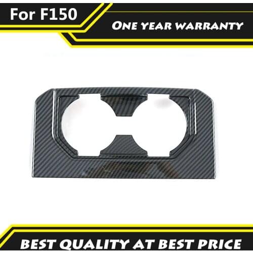 Carbon Fiber Color Armrest Box Rear Water Cup Cover Decorative Trim Frame Car Interior Accessories Fit For Ford F150 2015-2020