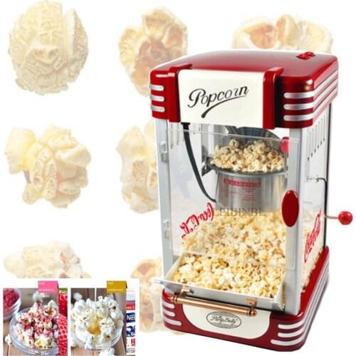 220V Portable Retro Electric Popcorn Maker Automatic Mini Pop Corn Machine Household Popper Machine Home Party Tool