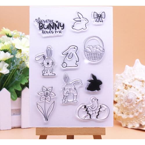 CLEAR STAMPS Easter Bunny Sentiments Scrapbooking Card Album Paper Craft Rubber Roller Transparent Silicon Stamp