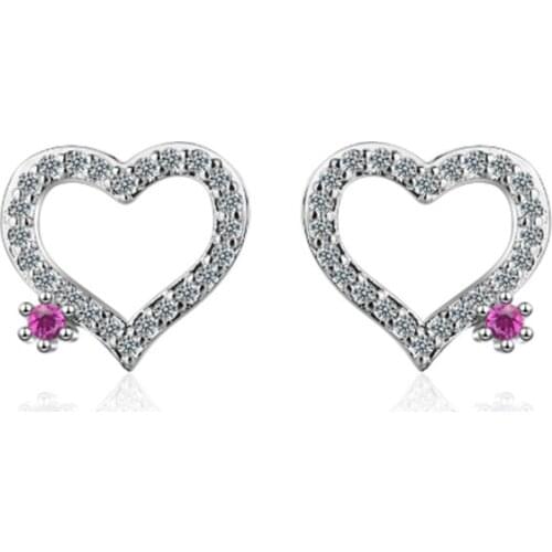 Love-shaped temperament Korean style wild simple super fairy delicate romantic silver plated stud earrings WE014