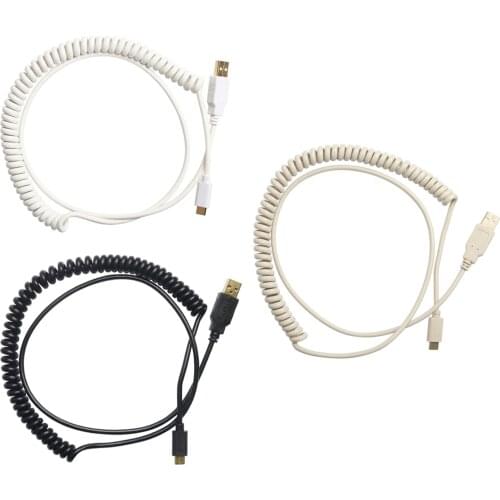 High Quality V2 USB-C Type C Coiled Cable Cord for Mechanical Keyboard 6.6FT, Only including cable, not other parts